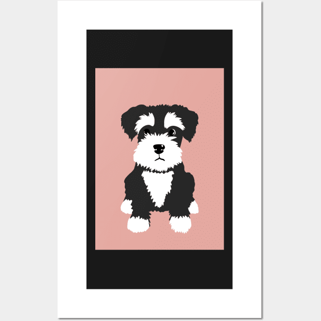 Sweet black and white Miniature Schnauzer puppy dog Wall Art by NattyDesigns